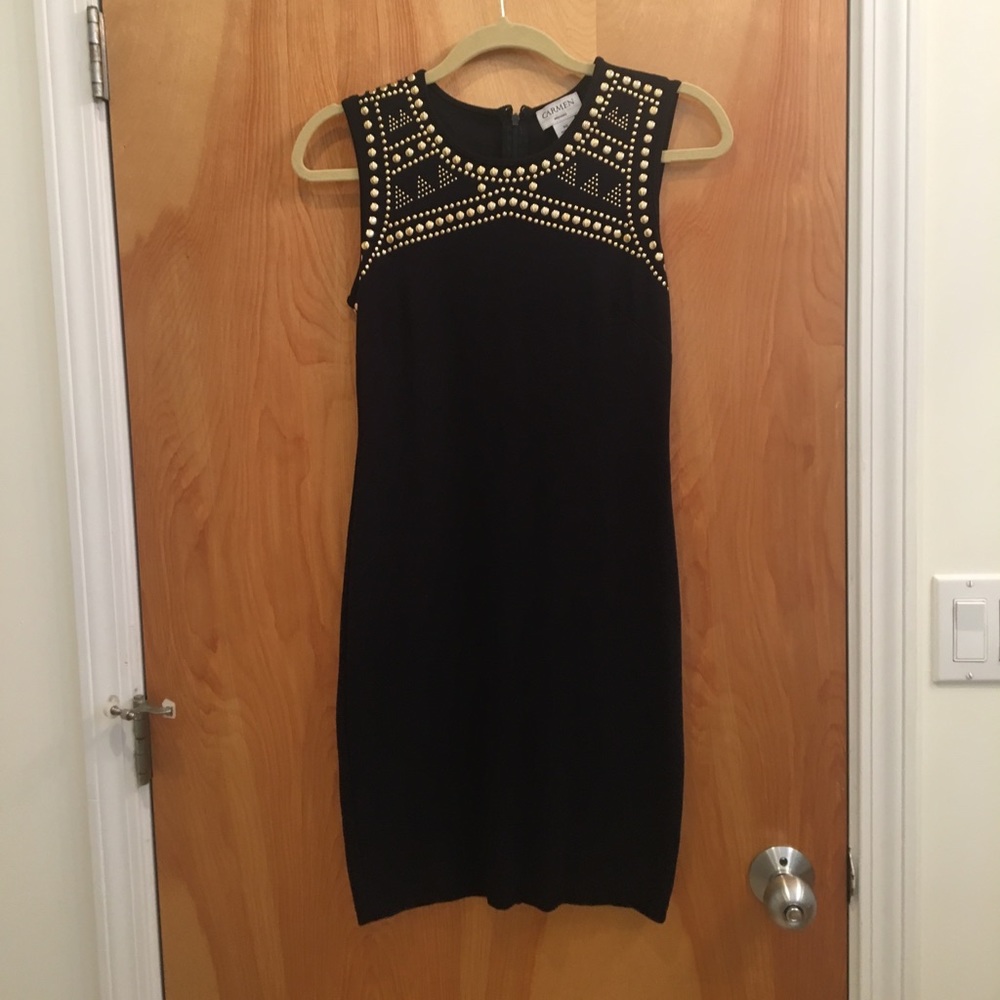 Navy blue dress with gold accents (XS)